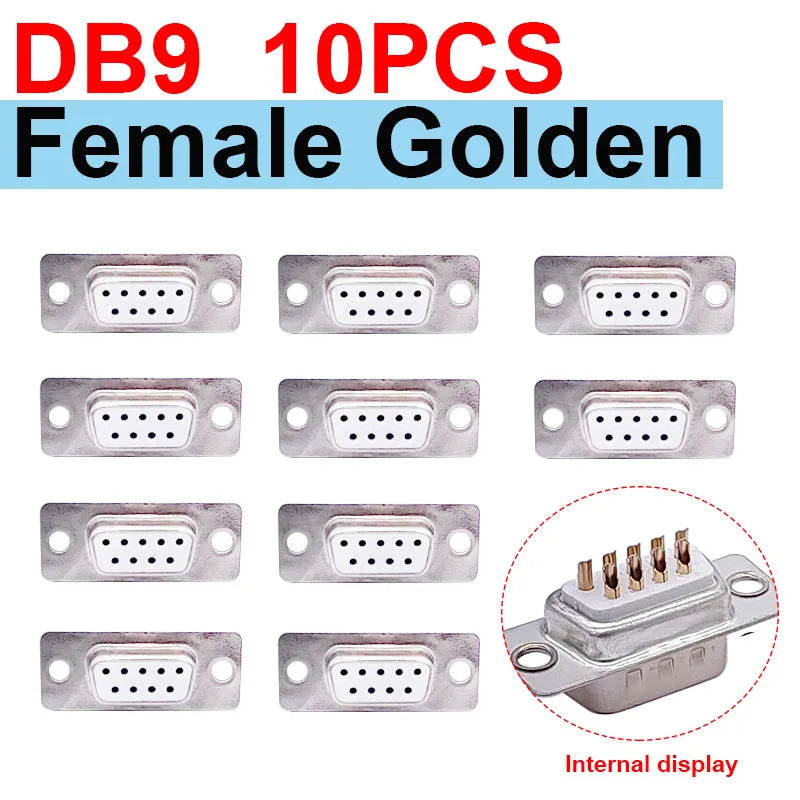 10PCS DB9 Adapter Connector Core RS232 Serial COM Plug Connectors Hole/pin DB15 Female Male Port Socket D Sub DP9 Plastic Case