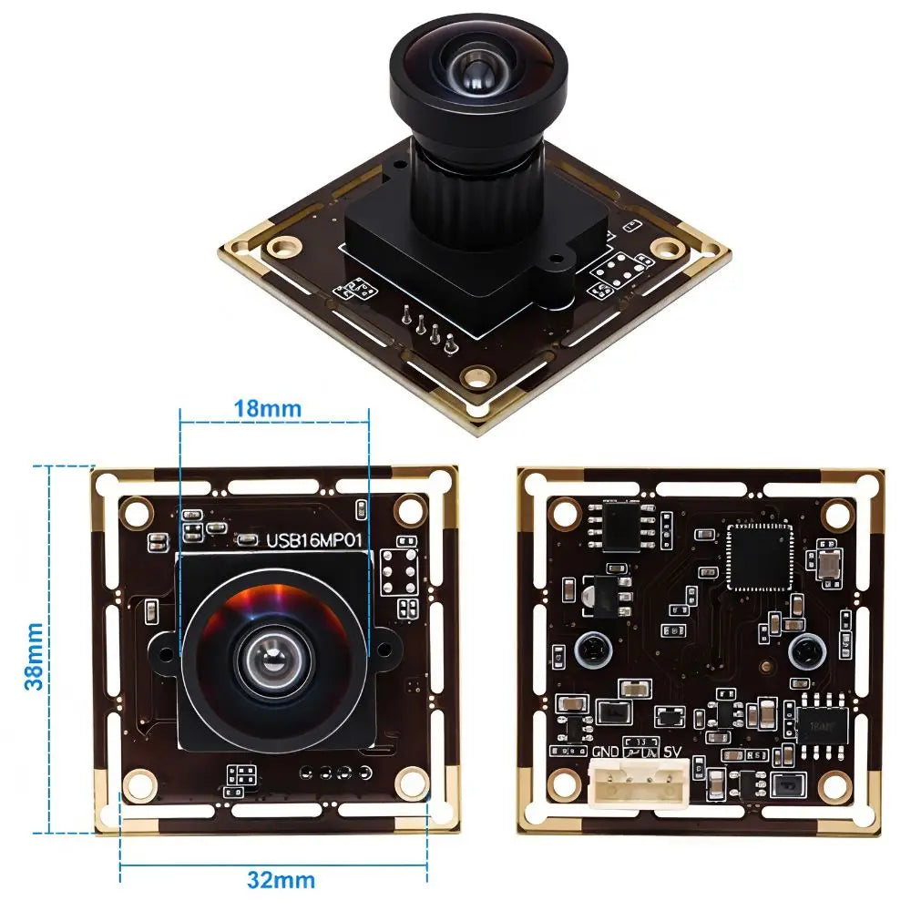 ELP 16MP IMX298 USB Camera Module 120° Low Distortion Wide Angle UVC Webcam for OCR Document Scanning