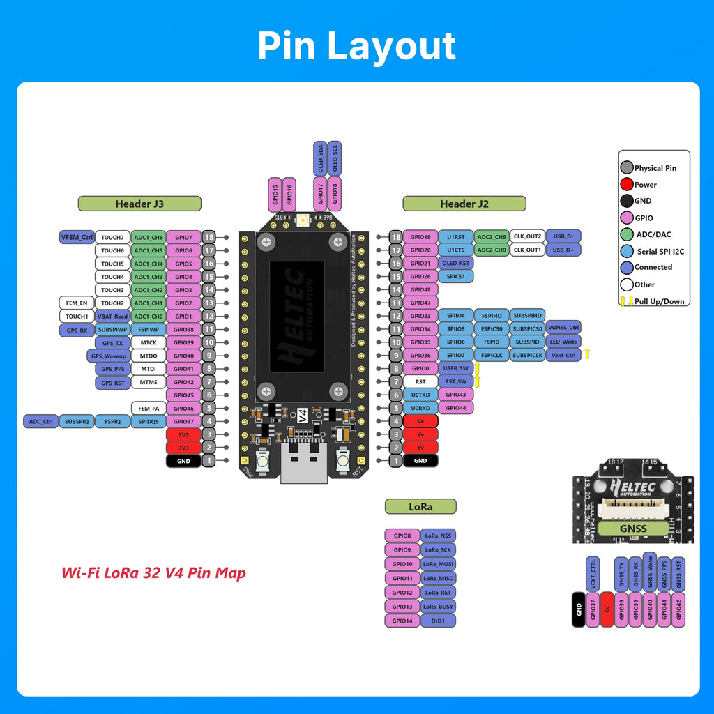 Heltec Wifi LoRa 32 V4 ESP32 SX1262 GPS Development Board with 0.96inch OLED Display Solar Powered Low Power WiFi BLE for Arduin