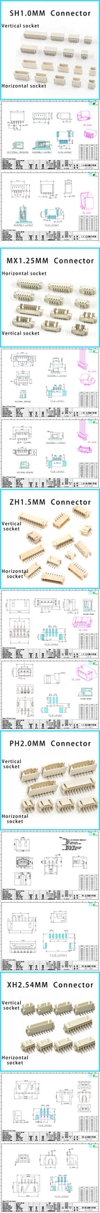 Tape packaging JST SH1.0/MX1.25/ZH1.5/PH2.0/XH2.54 Connector 2 3 4 5 6 7 8Pin SMT SMD Vertical /Horizontal Type Socket Housing