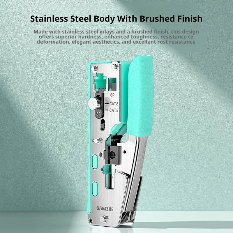 SAMZHE RJ45 Crimp Tool Crimper Cutter for Cat5e/6/7/8 8P 6P Modular Connector Ethernet All-in-one Wire Tool ﻿Ethernet Modular