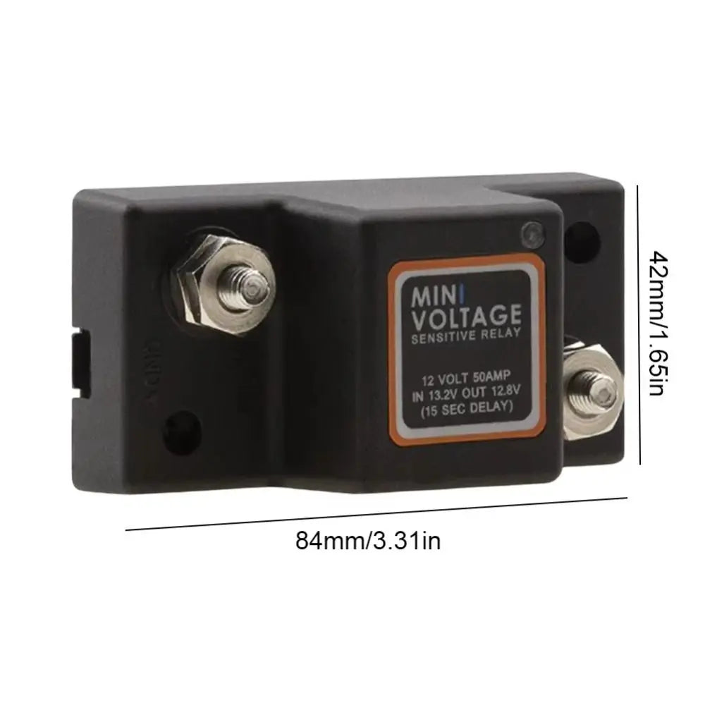 Dual Battery Isolator Waterproof Mini Voltage Sensitive Relay 12V 50A Voltage Sensitive Relay for Camper RV Yacht Auto