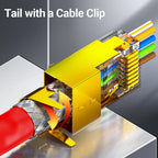 AMPCOM CAT7 Pass Through RJ45 Modular Plug Network Connectors STP 3/50μ Gold-Plated 8P8C Crimp End for Ethernet Cable