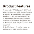 XY-T6001P Mono 600W Amplifier Board TPA3255 DC 19-51V TWS True Wireless Bluetooth 5.0 AUX USB APP Control for Car Home Audio DIY