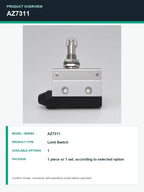 TEZUO AZ7311 IP44 Limit Switch Micro Travel Switch for Industrial Automation