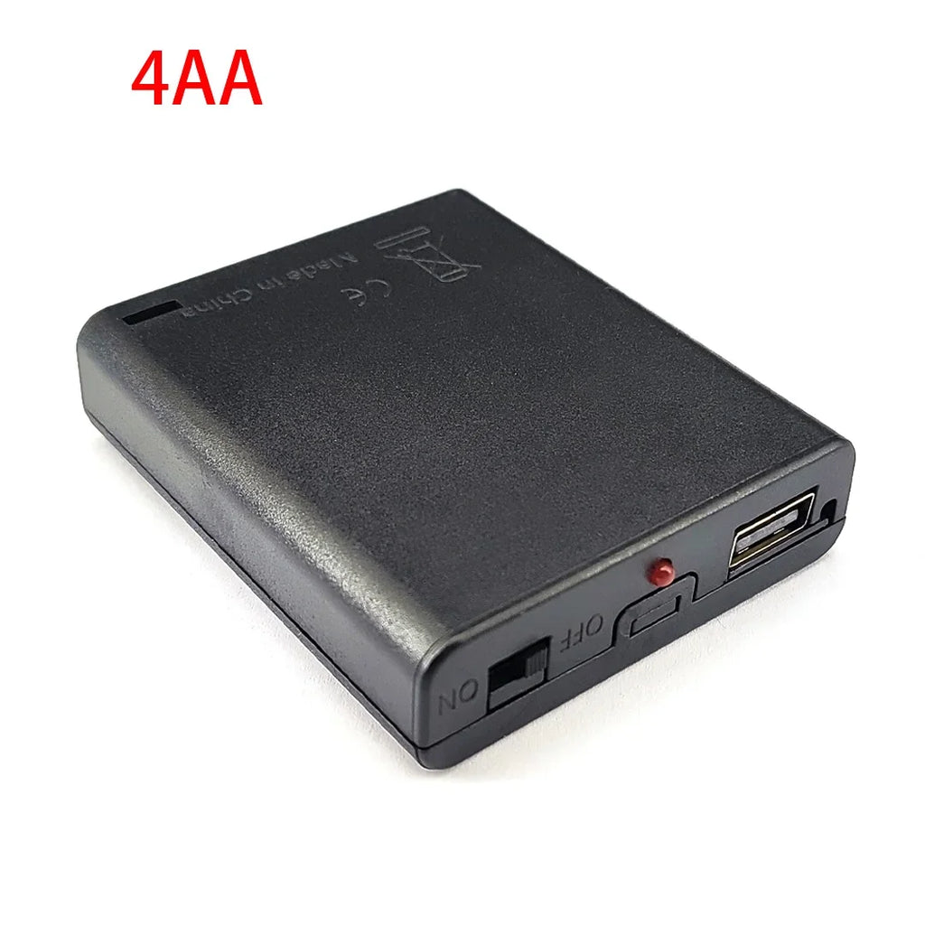 1/2PC 4XAA USB Battery Box For 5V LED Strip Lights USB Mini Power Supply Battery Box With Cover And Switch