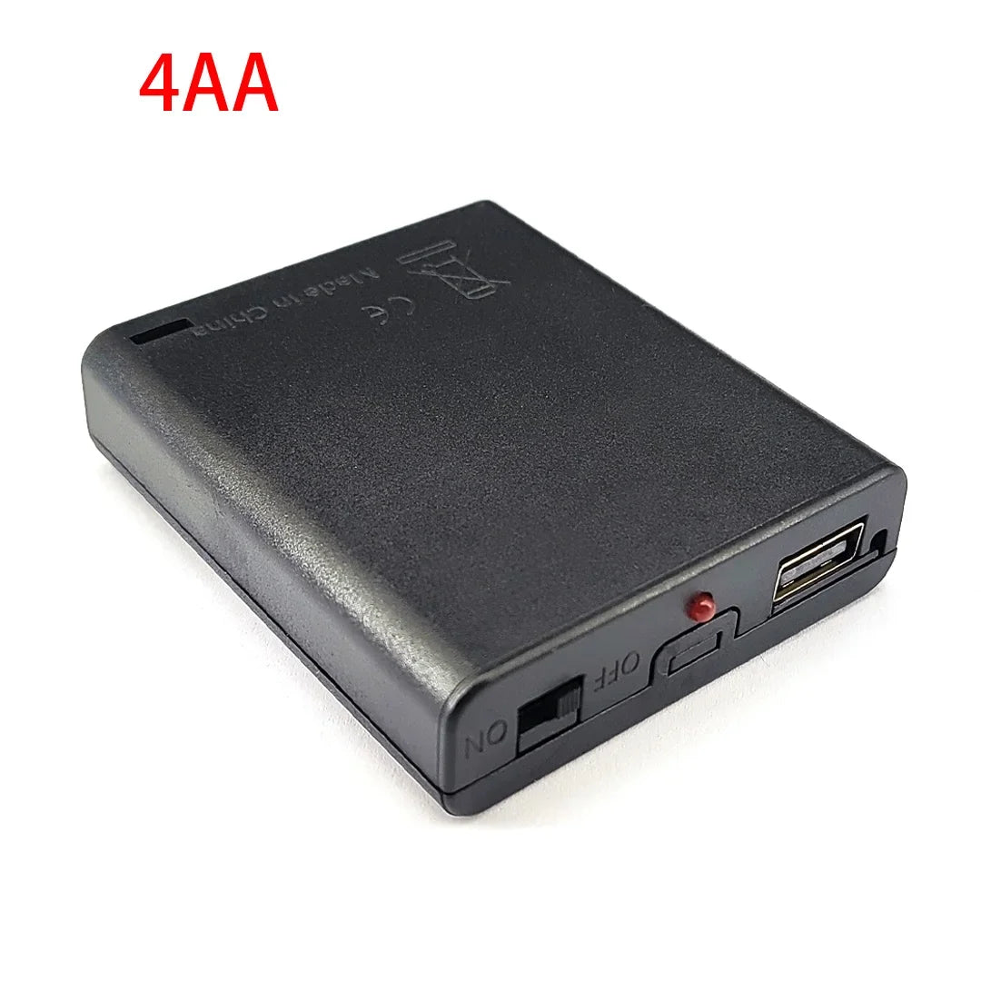 1/2PC 4XAA USB Battery Box For 5V LED Strip Lights USB Mini Power Supply Battery Box With Cover And Switch