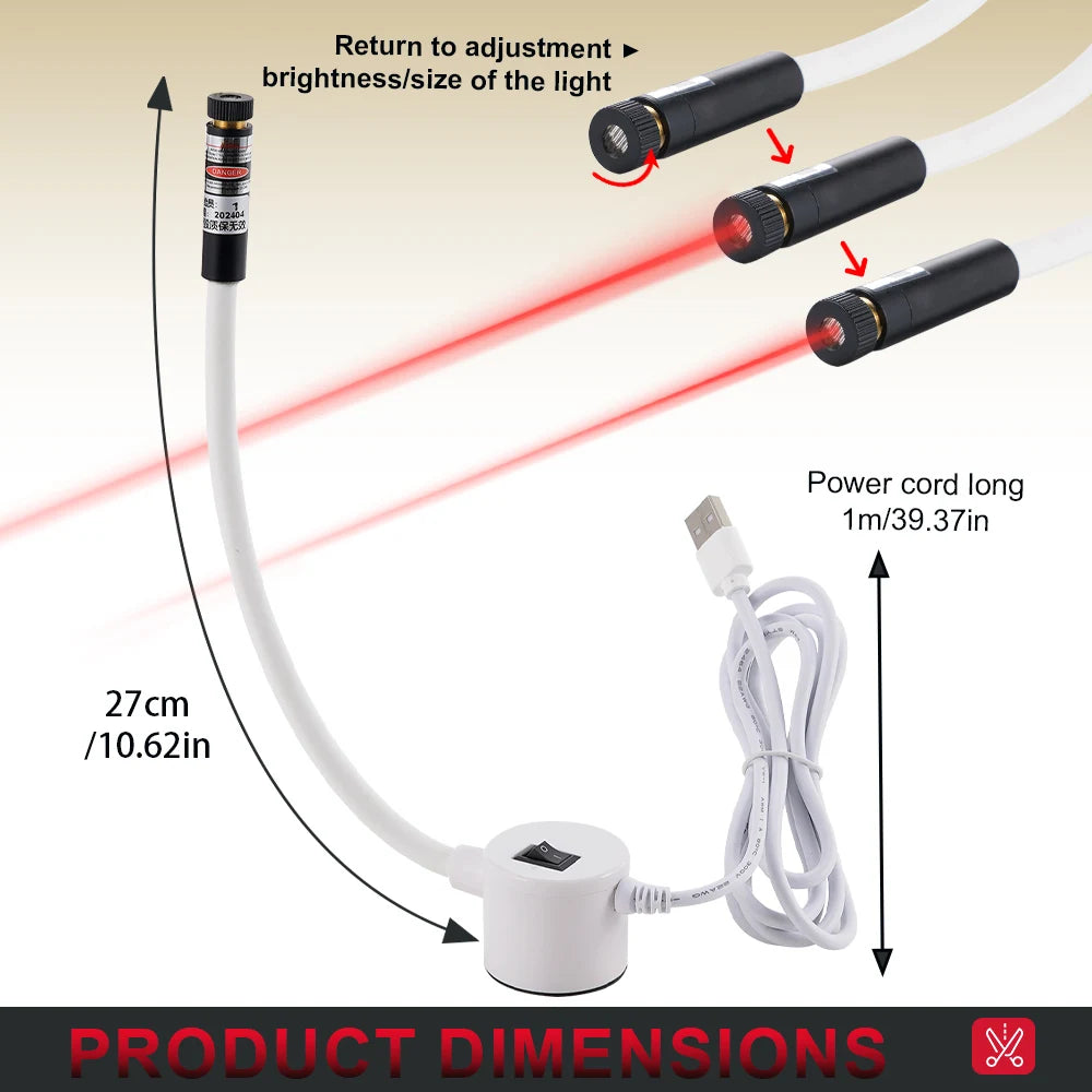 DC5V USB Laser Positioning Light Flexible Gooseneck Magnetic Base Red Line Cross For Sewing Cutting Quilting Machine Accessories
