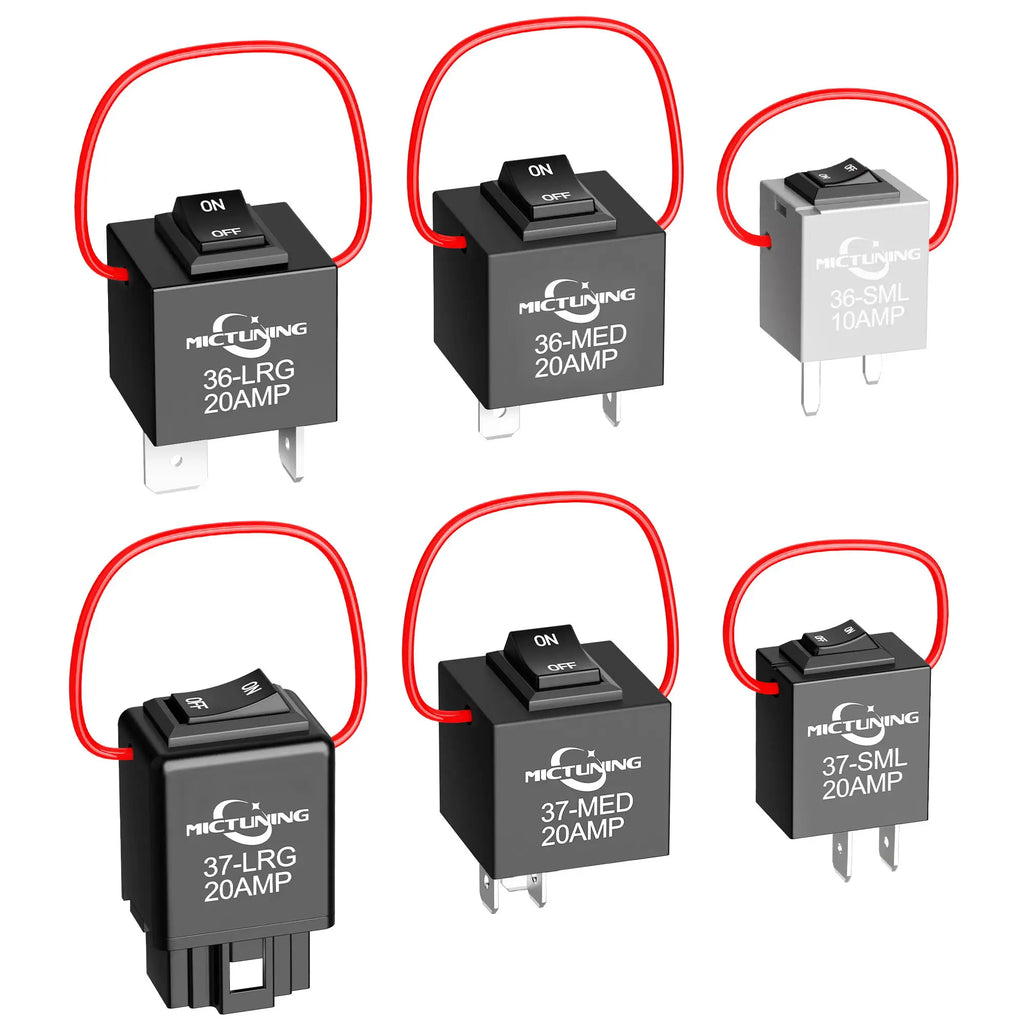 MICTUNING 9038A 12V Relay Bypass Switch Kit with Current Loop, 6-Piece, Fuel Pump Relay Bypass Main Switch, Diagnostic Test Tool