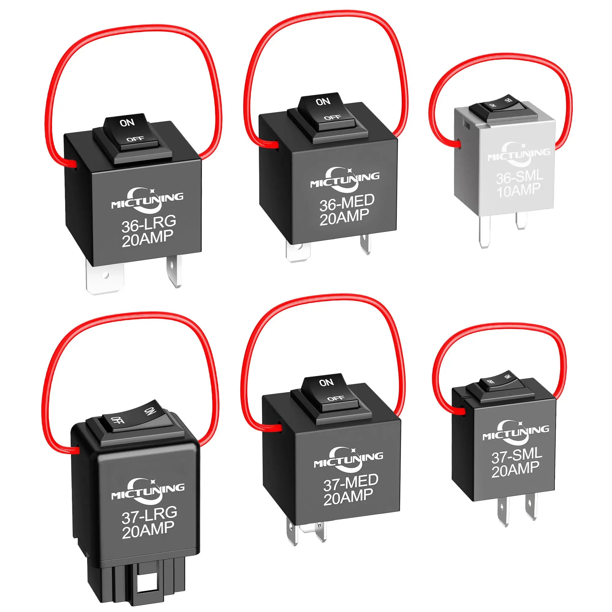 MICTUNING 9038A 12V Relay Bypass Switch Kit with Current Loop, 6-Piece, Fuel Pump Relay Bypass Main Switch, Diagnostic Test Tool