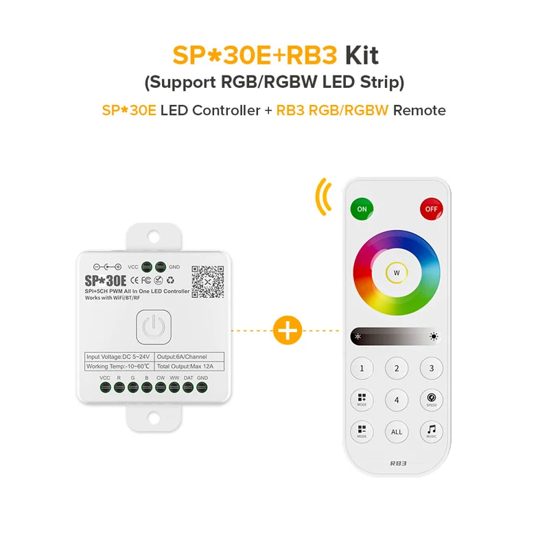 All In One LED Controller SP530E Wifi Alexa Google Home BT SP630E 5CH PWM SPI Pixels LED Strip Light WS2811 WS2812B SK6812 FCOB