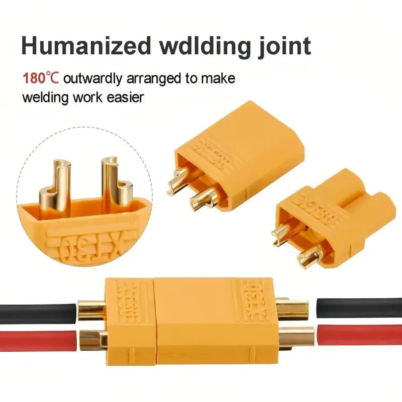 5pcs XT60 XT30 XT90 Bullet Connectors Kit, Male & Female Pairs with Heat Shrink Tube, for RC Drone Airplane Car FPV Lipo Battery