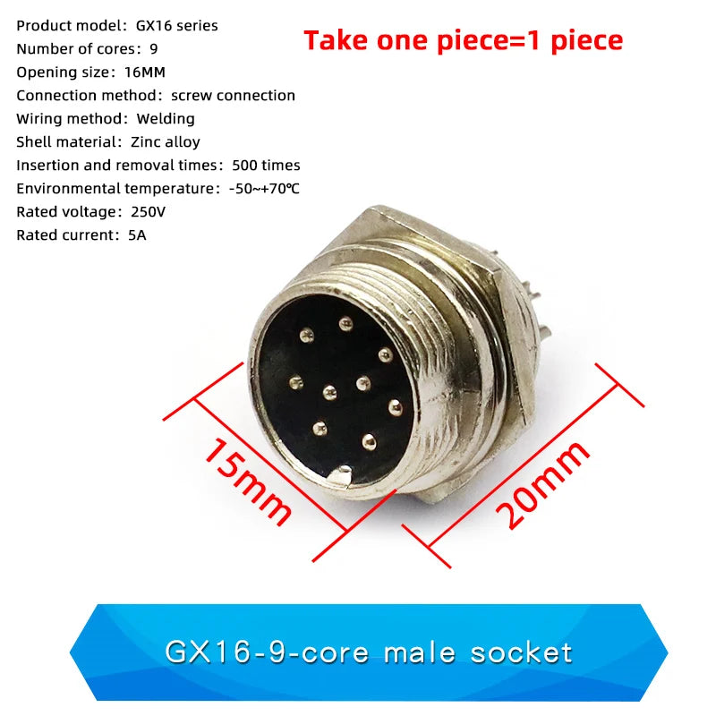 Aviation Plug Socket Connector GX12 16 20-2/3/4/5/6/8/10/12 Core Cable Aviation Plug Connector