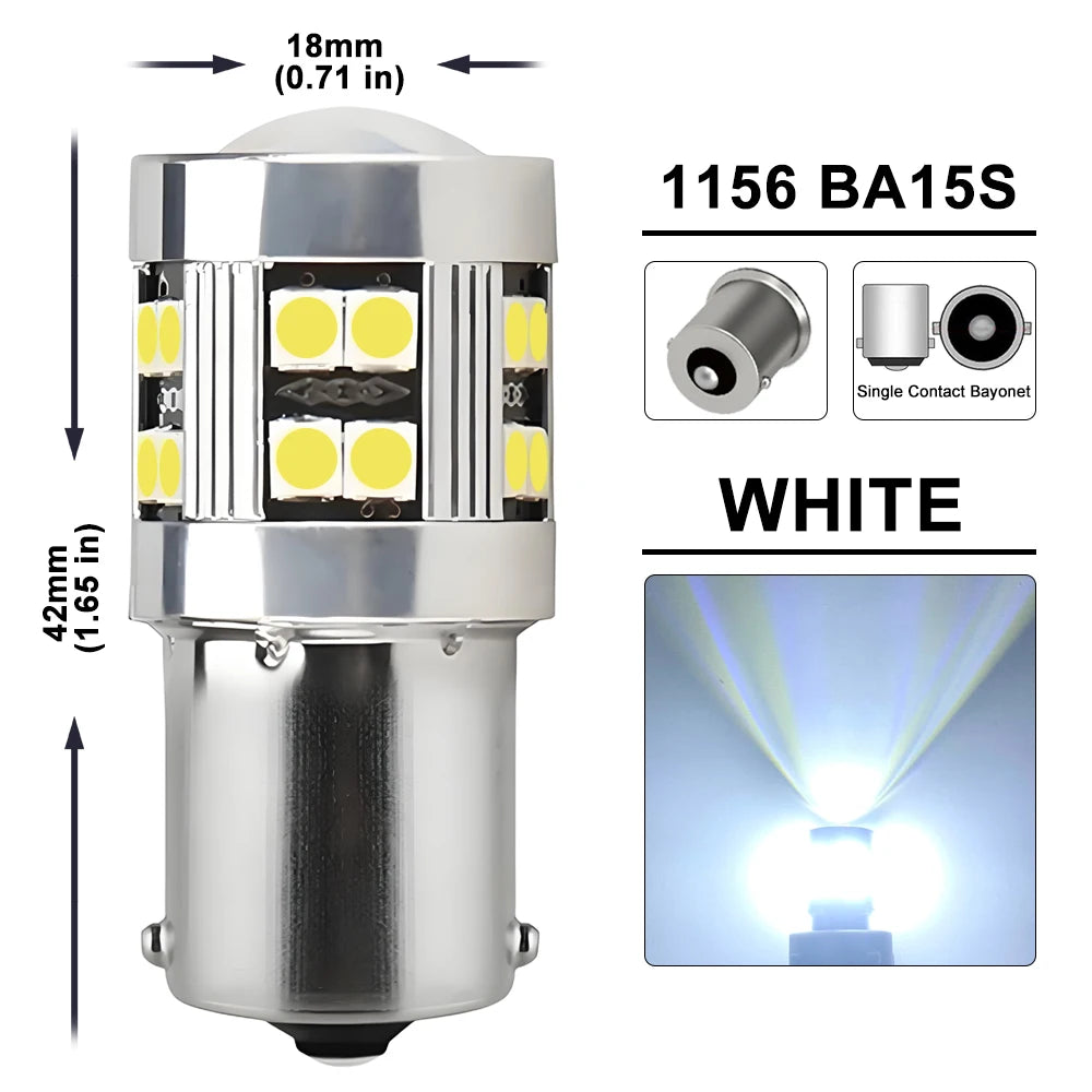 2/4 PCS CANBUS 1156 BA15S 1157 BAY15D LED Bulb For Car Turn Signal Reverse Brake Parking Lights 12V 24V 3030-24SMD 1000LM White