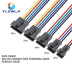 10PCS JST SM 2/3/4/5/6Pins 2.54MM Plug Male to Female Wire Connector cable pigtail Plug LED Connecting line 20cm Long