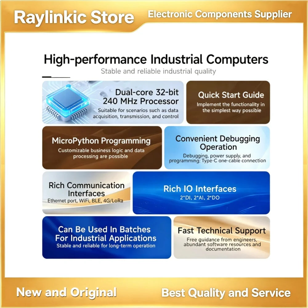Industrial Control Computer RS485 RS232 ESP32 Python EBYTE ECM50 Gateway RTU Modbus Ethernet LoRa 2D1 2AI 2DO IO Ports