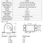 AC DC Hall Effect Current Sensor Output RS485 4~20mA QNDB6 Input 1A 5A 10A 20A 30A 50A 75A 100A Transducer Current Transmitter