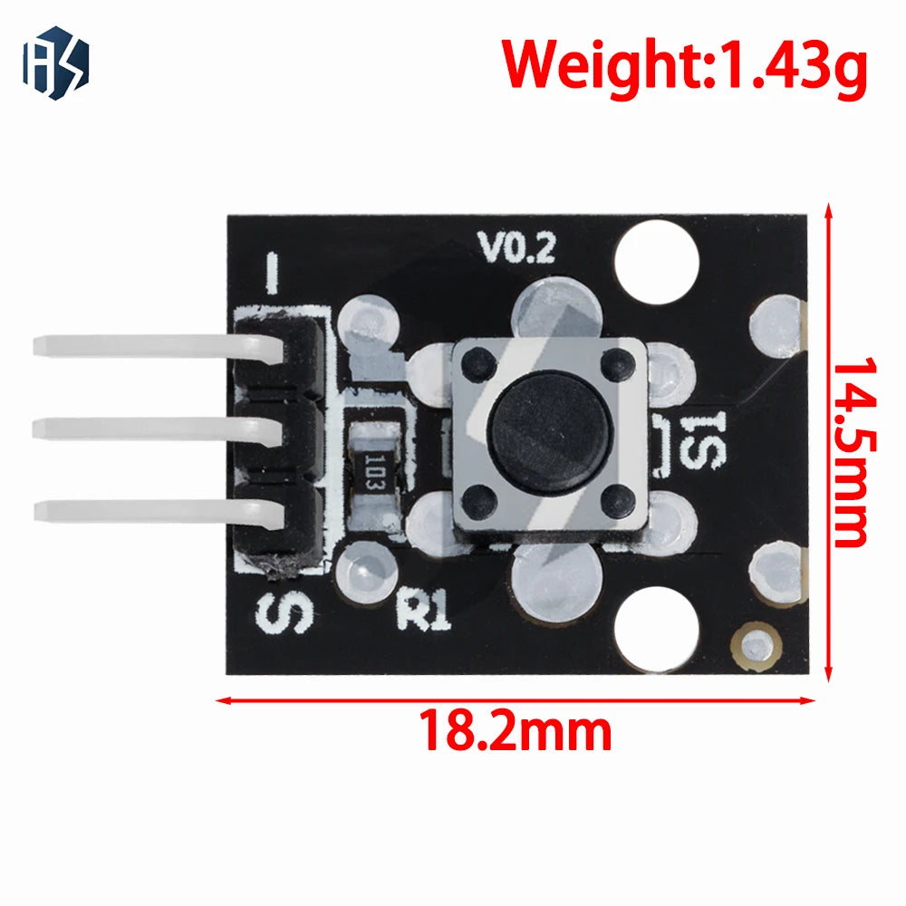 KY-004 3Pin Tactile Switch Module 6x6x5mm, Push Button for Arduino DIY Mini Projects