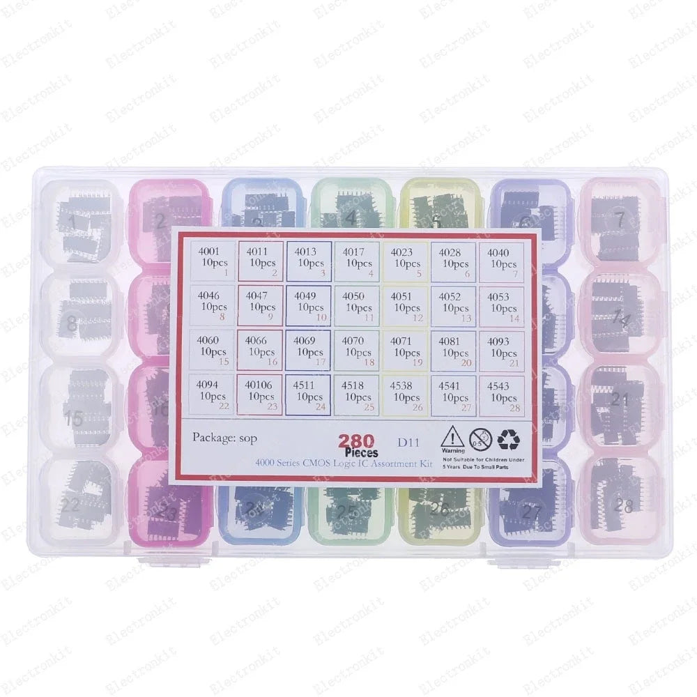 28Value 4000 Series CMOS Logic SMD Chip Kit 4001- 4543 Various IC