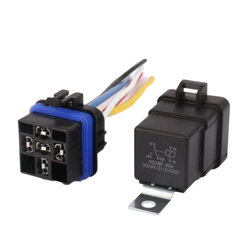 1PCS DC 12 24V 40A 4 5-Pin AMP Waterproof Relay Harness Tinned Copper Wires 5-PIN SPDT For  Boat Auto Fan Car relay With Socket