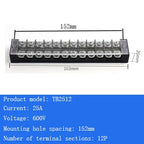 TB15A 25A 45A Copper Wiring Terminal Block 3/4/5/6/8/10/12 Position Electrical Connector Board Current Terminal Strip