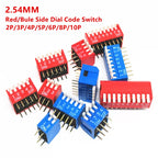 5PCS/lot Piano Style 2.54mm Foot Distance Side Dial Dip Switch 2P 1/2/3/4/5/6/8P Bit Direct Plug Switch Red/Blue
