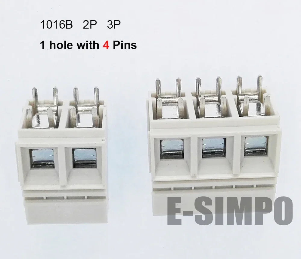 20pcs 1016A 1016B-10.16-3P Straight 10.16mm 650V57A 22-8AWG 1pole with 2/4 Solder Pin High Current PCB Screw Wire Terminal Block