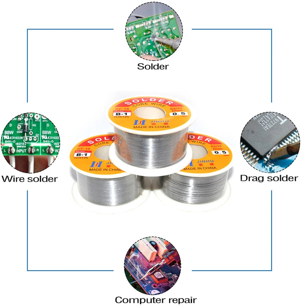 JINHU 50g/100g CF-10 Solder Wire Tin 0.5/0.6/0.8/1.0/1.2/1.5/2.0mm Roll Clean Rosin Welding Core Soldering Wire Flux Reel Tube