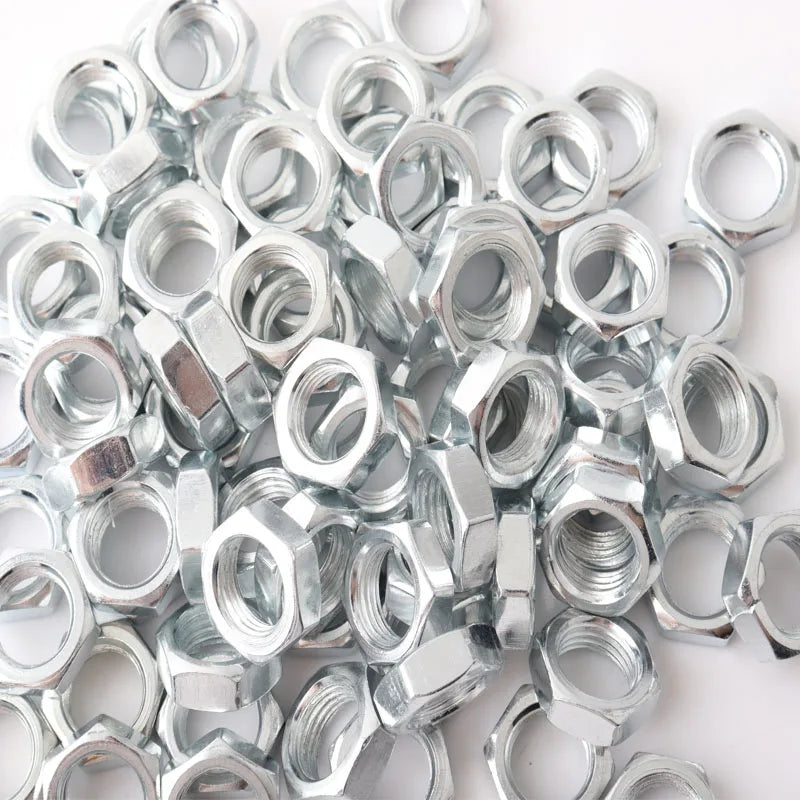 Hex Nut M8 M10 M12 M14 M16 Galvanized Carbon Steel Fine Thread Hexagon Nut Thin Nut Lighting Nut Pitch 0.75/1/1.25/1.5mm