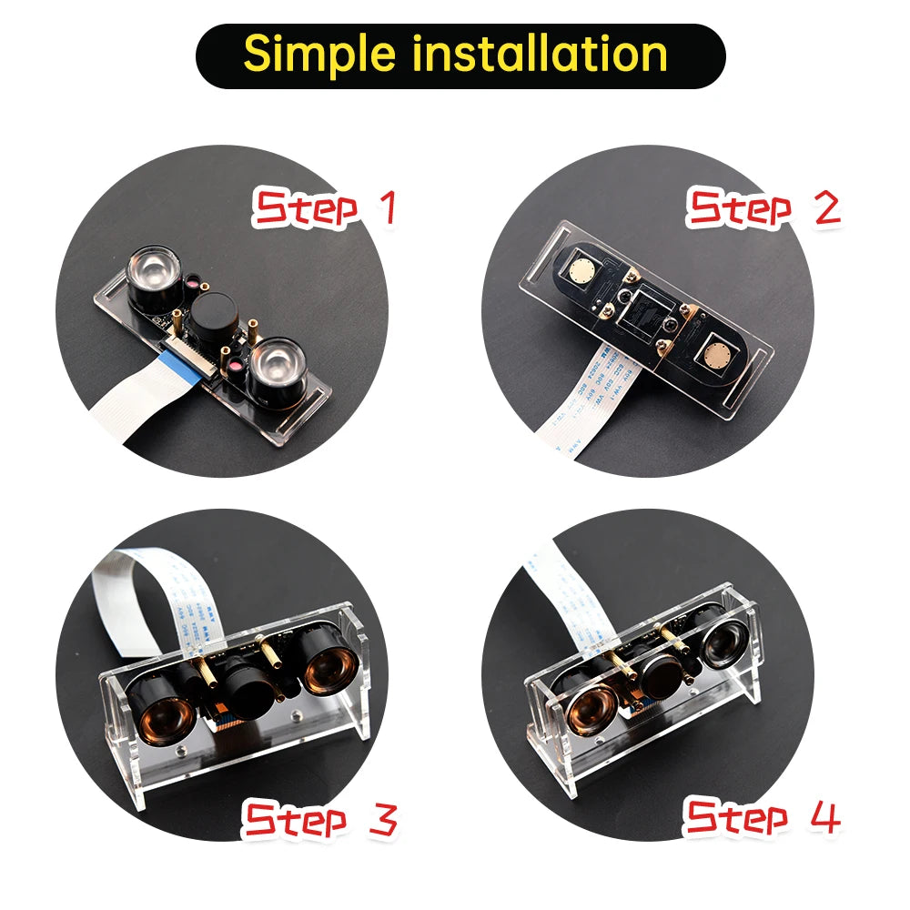 Keyestduio IR Camera Night Vision FISH-eye Camera For Raspberry PI 4B Wide Angle Infrared Wth Acrylic Holder Heat SinkFor RPI 4B