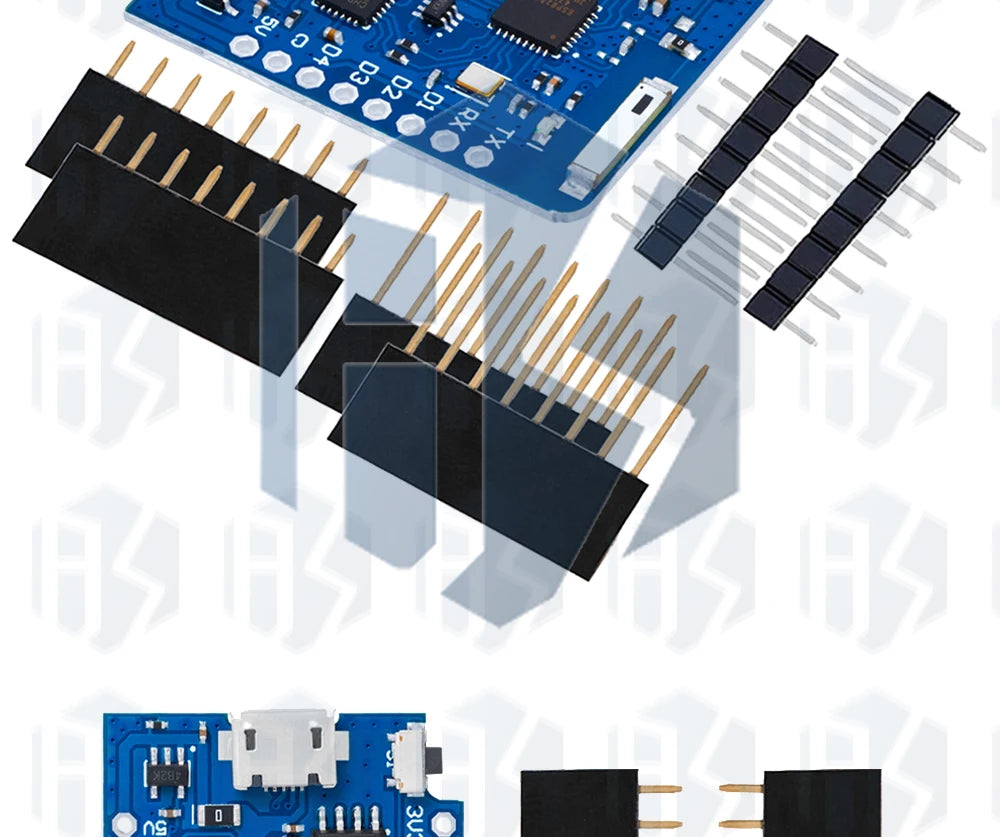 1PC ESP8266 Module for WeMos D1 Mini Pro – NodeMCU Board with 4M/16M Flash, CP2104 & External Antenna (for Arduino-Compatible)
