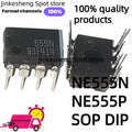 10/50/100 unids/lote NE555P NE555N DIP8 NE555 DIP-8 555 SOP-8 NE555DRR IC Chip precision timers
