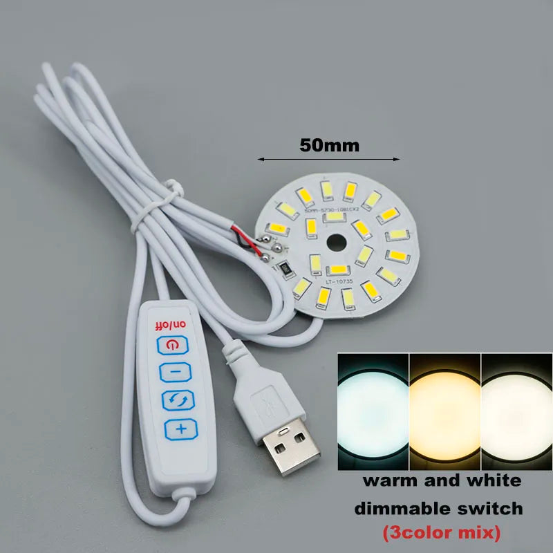 DC 5V USB Dimmer 31mm 50mm Warm White 3W 10W LED Lights 5730 Chip Single Reading Night Desk Book Tablet Lamp Switch Cable