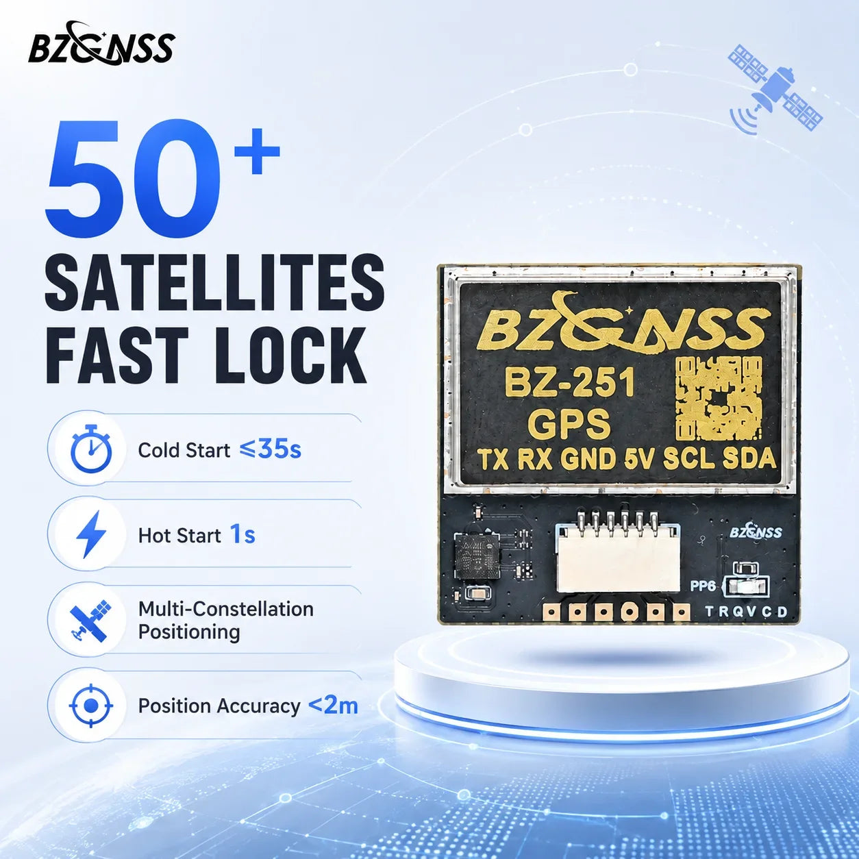 BZGNSS BZ-251 FPV GPS Module with QMC5883 Compass BN-880 Alternative 5V 115200 10Hz 72CH NMEA UBX for F405 F722 Fixed Wing Drone