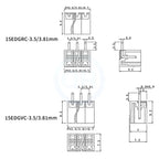 5Sets 3.81MM 2EDGKD + 2EDGVC/2EDGRC 15EDGKD + VC RC Plug-In PCB Spring Press with Straight Right Angle Pin Header Complete 2-24P