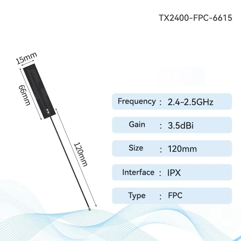 10PCS 2.4G Antenna FPC CDSENET TX2400-FPC Build in Antenna Small Size Interface Light Weight Small Size