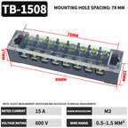 1PCS- TB1508 Dual Row Thick Copper Screw Terminal Block Flame Retardant Grounding Strip Wire Connector 600V 15A