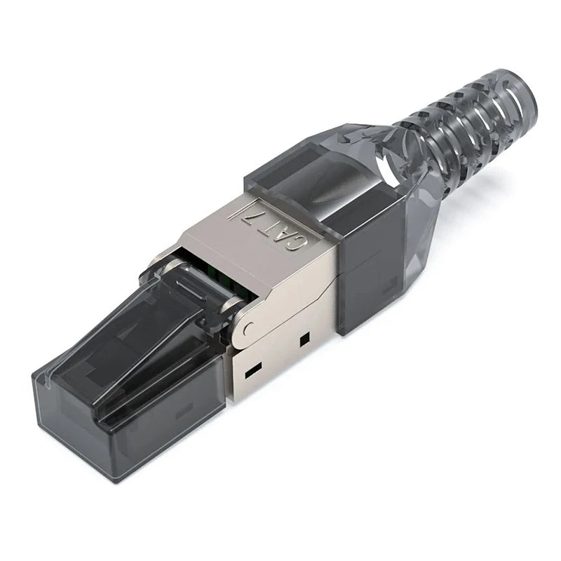 OULLX CAT7 RJ45 Connector 50U No Crimping Tools Required Network Cable Cat6A Cat5e Reuse Module Shielded FTP 8P8C Crimp