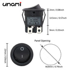 20mm Round Rocker Switch Square Base Black/Red 6A 250V DPDT Power Switches