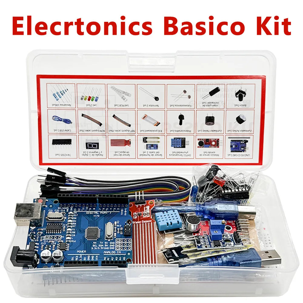 Elecrtonics Fun Basico Kit For Arduino Uno R3 Board 830-Hole BreadBoard Dupont Elecrtonics Starter Learning Kit