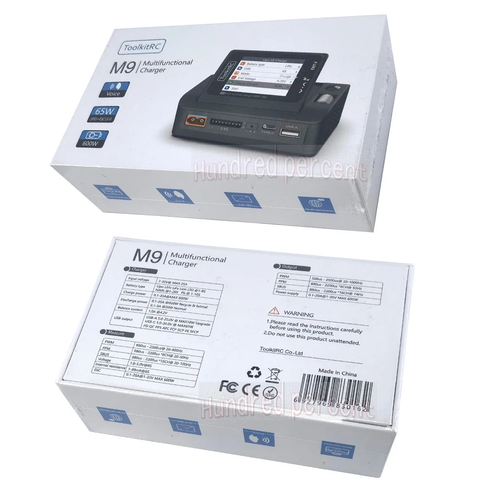 ToolkitRC M9 600W 20A USB Fast Charing DC Smart Charger Adjustable Screen Angle with Audio Function For 1-8S Lipo LiFe Battery