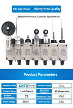 CNTD Vertical Travel Limit Switch 10A 250V CHL‑5000 CHL‑5030 CHL‑5050 CHL‑5200 CHL‑5220 CHL‑5300 Micro Switch IP65 Waterproof