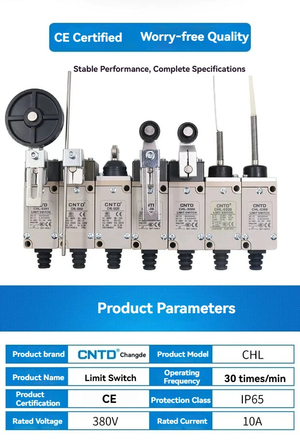 CNTD Vertical Travel Limit Switch 10A 250V CHL‑5000 CHL‑5030 CHL‑5050 CHL‑5200 CHL‑5220 CHL‑5300 Micro Switch IP65 Waterproof