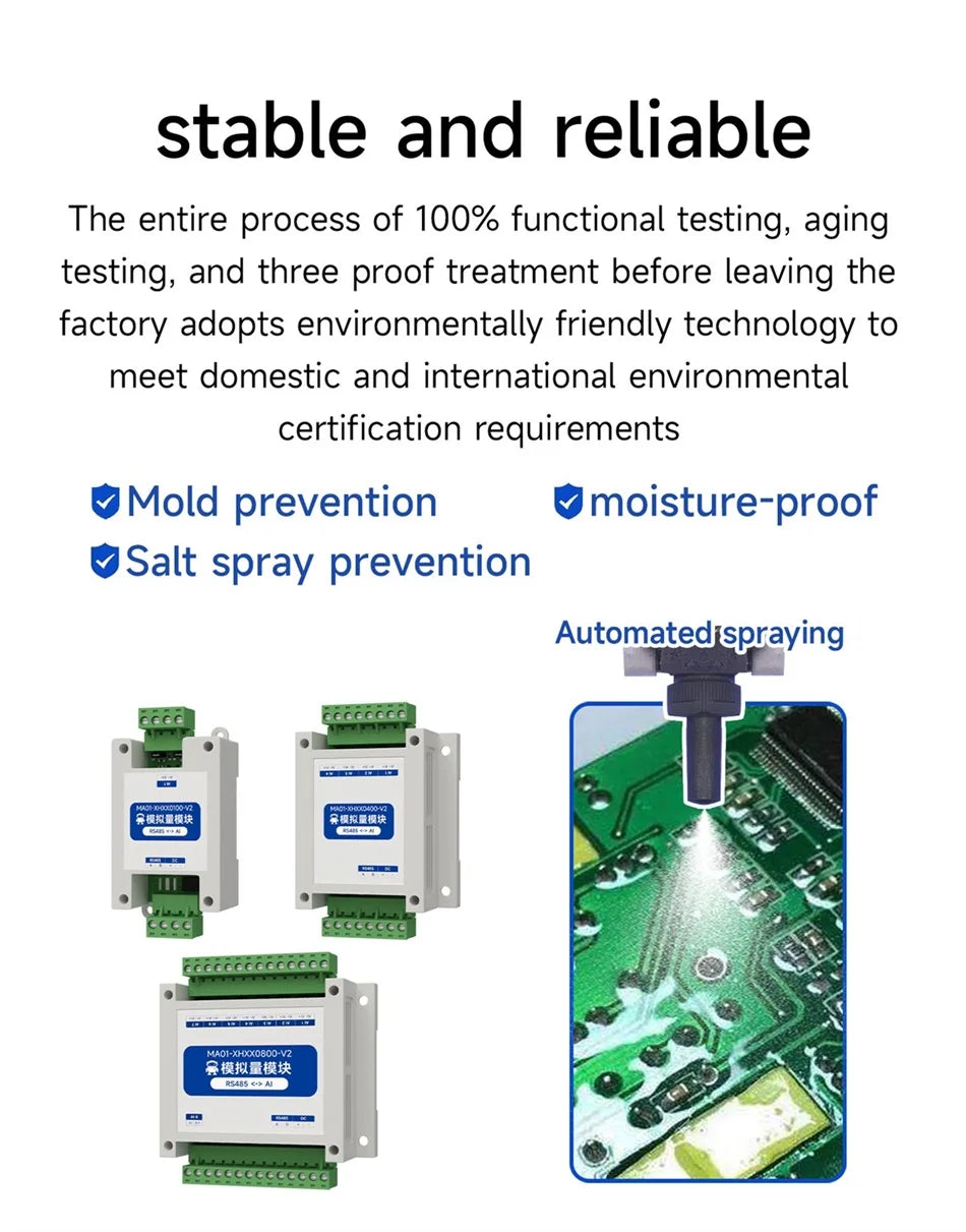 ModBus RTU Serial IO 1/2/4/6/8/10/12-Channel Analog Input Module RS485 CDSENET MA01-XHXX Rail Installation 8~28VDC Watchdog