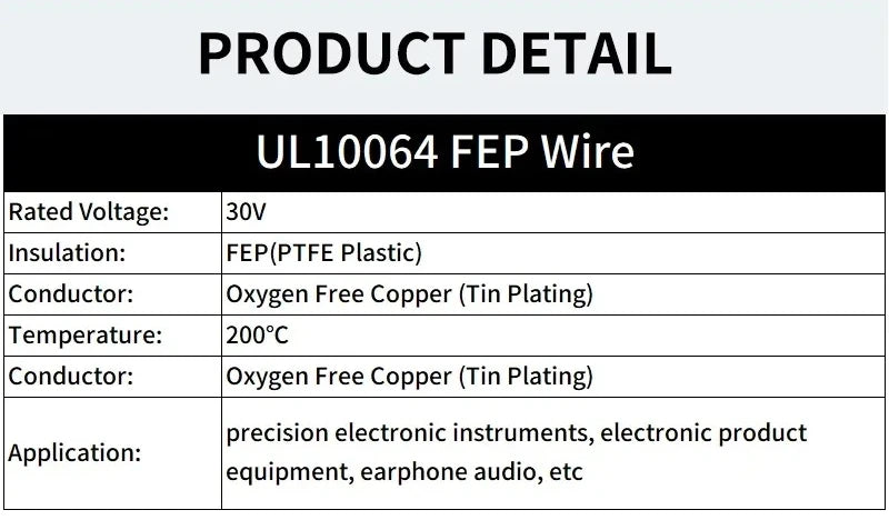 26-40AWG UL10064 PTFE High Temperature Wire Ultra Fine Micro Cable Plastic Solder High Conductivity Copper Cable 10M/20M/50M