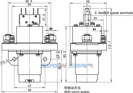 SAYOON SZJ-300A DC Contactor MZJ-300A Power Relay 12V 24V 36V 48V 60V 72V 120V for Car Batteries Electric Forklift Trucks