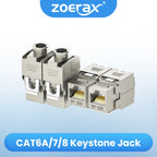 ZoeRax 1pcs RJ45 Shielded cat6A Cat7 Keystone Jack 180 Degree Toolless Zinc-Alloy Housing Keystone Jack