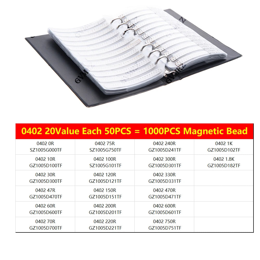 0402 0603 SMD Ferrite Bead Inductance Sample Book Magnetic Laminated Sheet Magnetic Beads Inductance Book Sample Kit 0805 1206