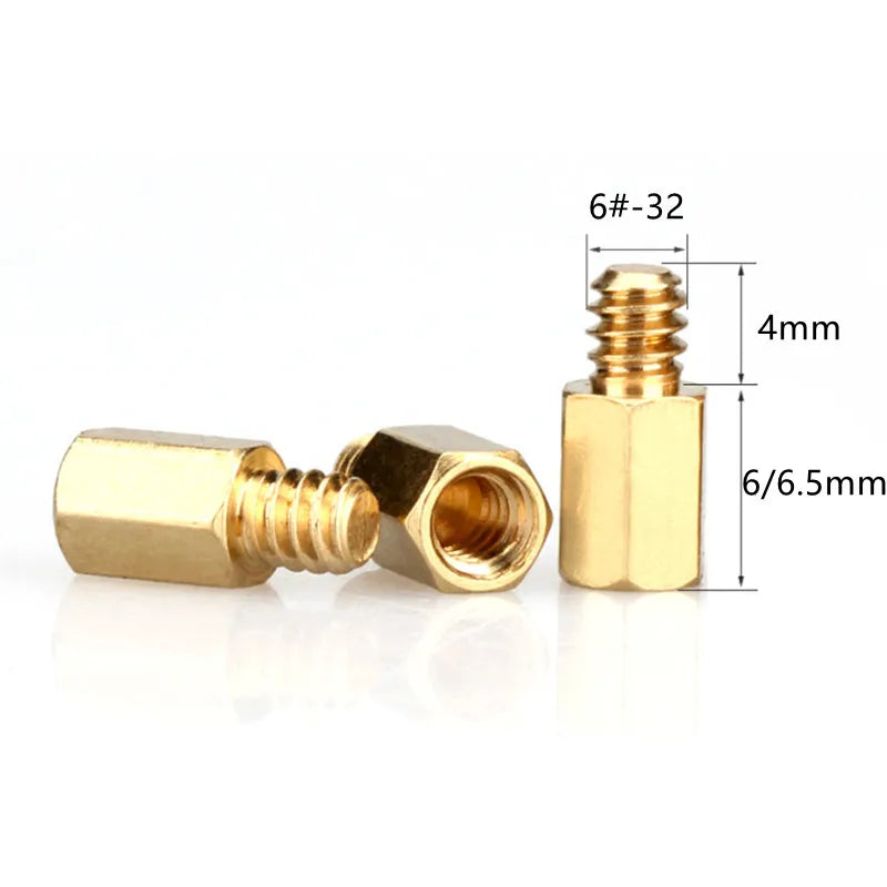 20Pcs 6#-32 Hex Brass Standoff Spacer Pillars, 6mm/6.5mm + 4mm Hex Spacers for PC Motherboard Case Mounting Hardware