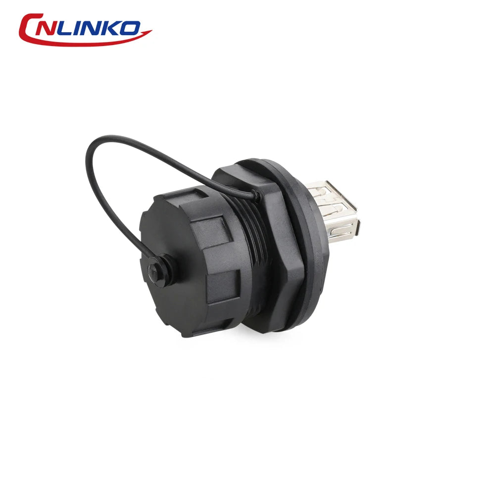 CNLINKO Waterproof USB 2.0/3.0 Connector – Industrial Electrical Receptacle, Data Transfer Female Socket for Harsh Environment